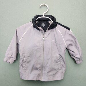 Unisex Nike Toddler Windbreaker Jacket Zip Up Hoodie Silver/Black 12M